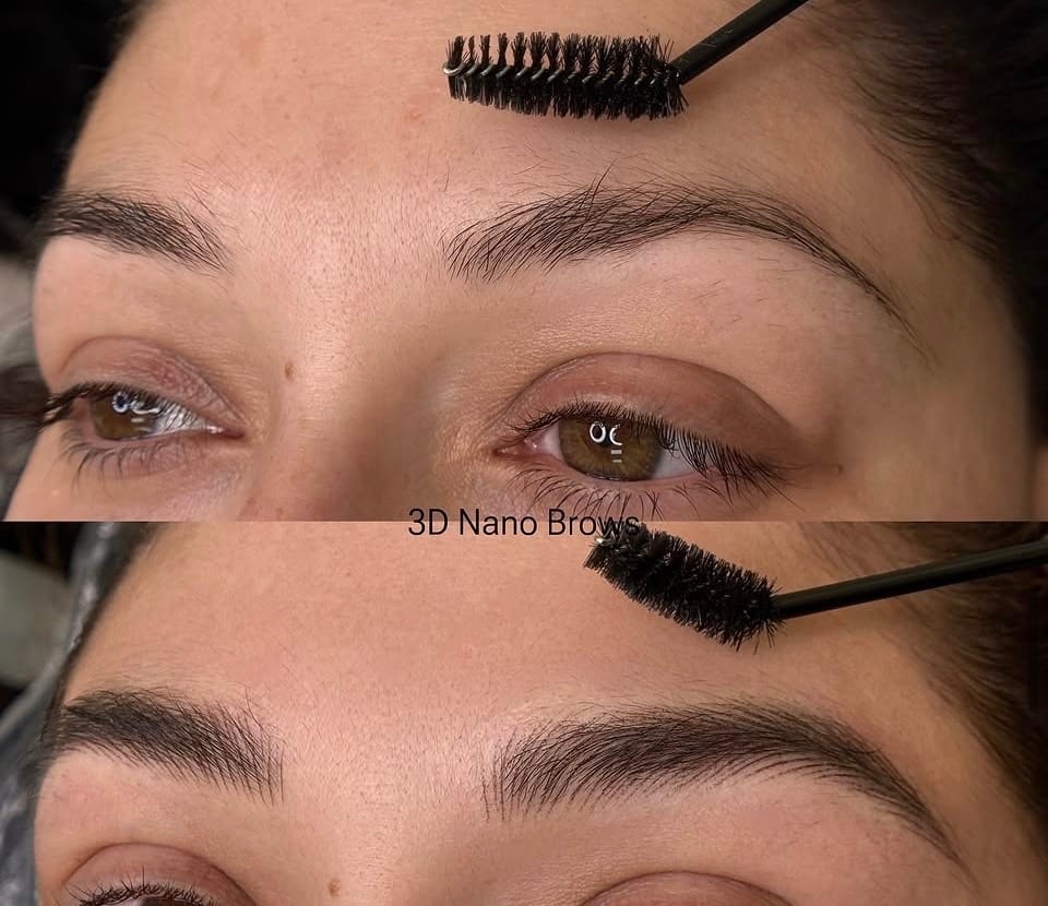 Before and after nano brows permanent makeup